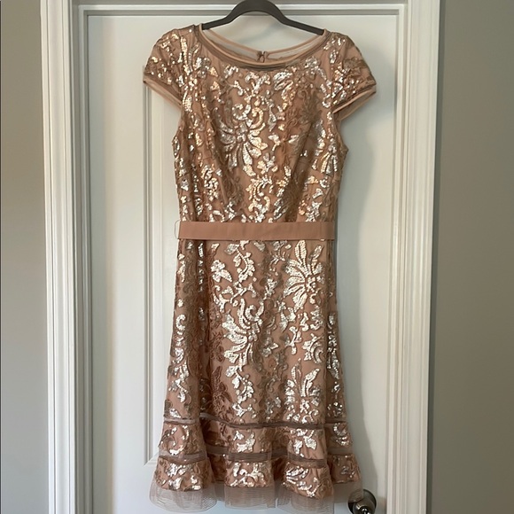 Tadashi Shoji Gold A-line Mini Dress Tadashi Shoji Gold A-line Mini Dress
